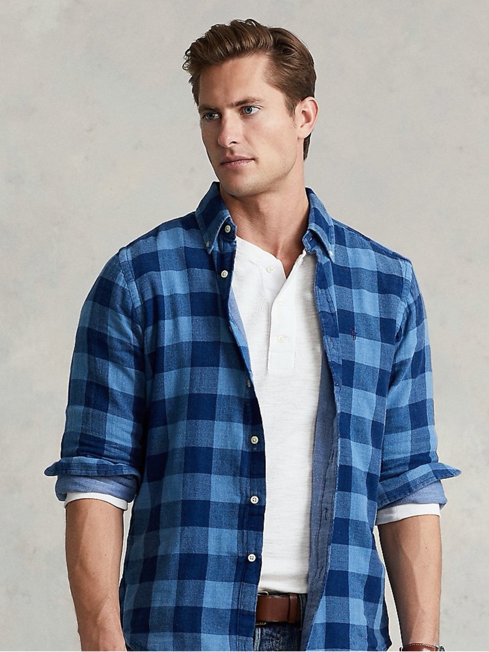Polo by Ralph Lauren Men’s Blue Classic Fit Plaid Double Faced Shirt sz L - Picture 2 of 11